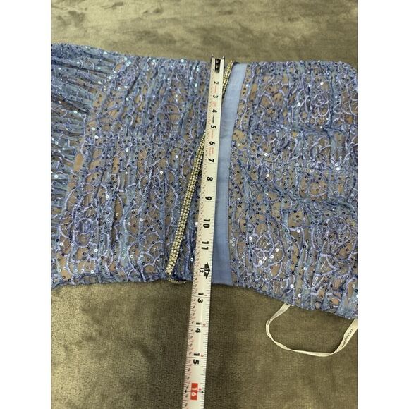 Self-Portrait Blue Strapless Lace Midi Dress US 4 Polyester Blend Cocktail - Picture 11 of 13